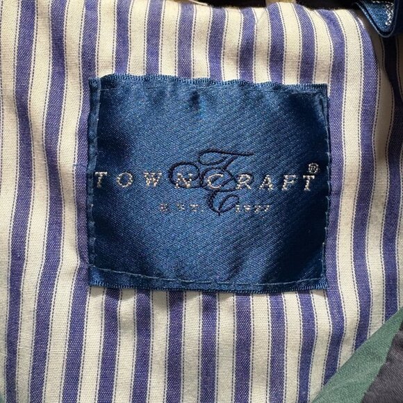 Men’s VTG Towncraft XL Beige Bomber Jacket Elastic Hem Multiple Pockets Hood - Picture 2 of 12